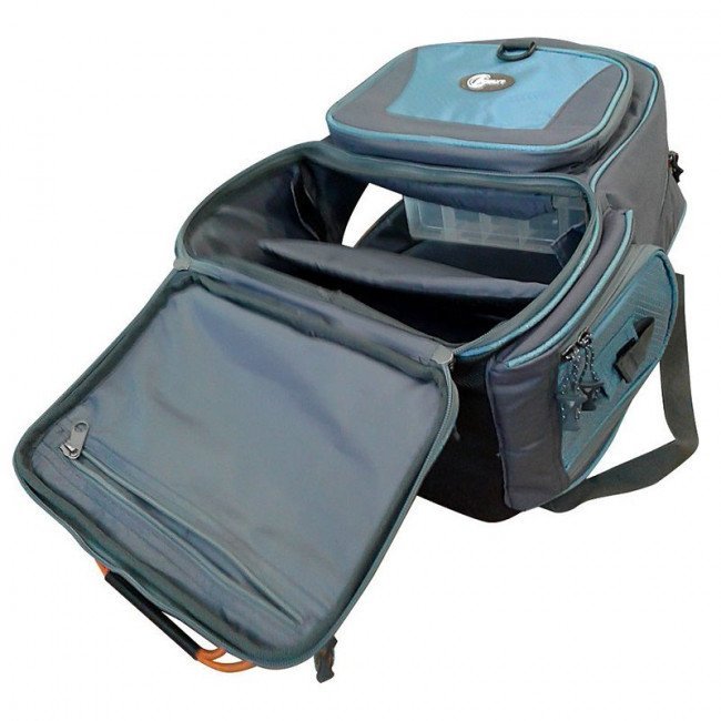 Фото Рюкзак с 4 контейнерами Ranger bag 1 (30л), серый/синий купить в Украине по недорогой цене для рыбалки