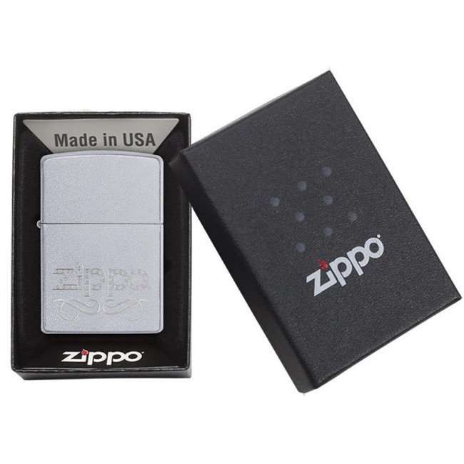 Зажигалка Zippo Scroll Satin Chrome, 24335