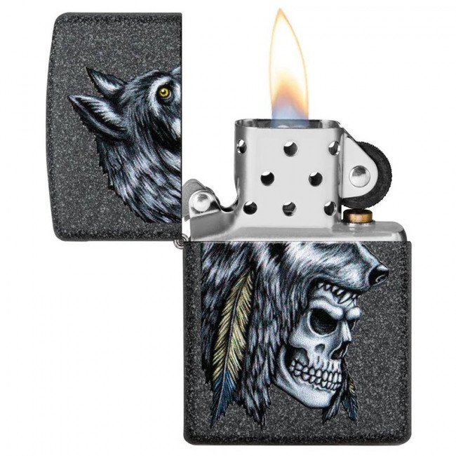 Зажигалка Zippo Wolf Skull Feather Design, 29863