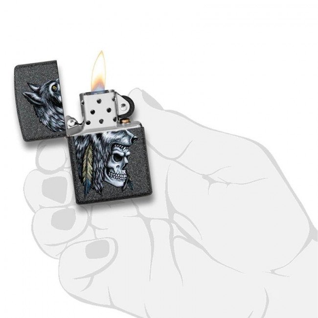 Зажигалка Zippo Wolf Skull Feather Design, 29863