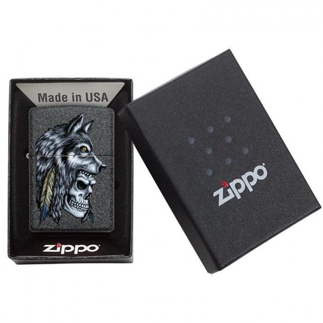 Зажигалка Zippo Wolf Skull Feather Design, 29863