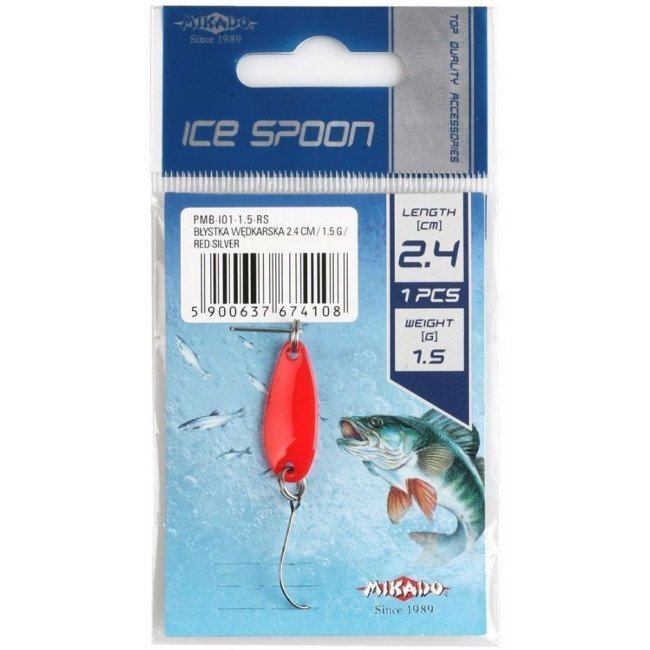Фото Мини-блесна колеблющаяся Mikado ICE SPOON Red Silver 1,5 г купить в Украине по недорогой цене для рыбалки